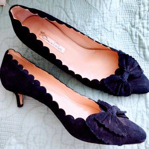 Oscar de la Renta Navy Suede Pumps 9.5 M